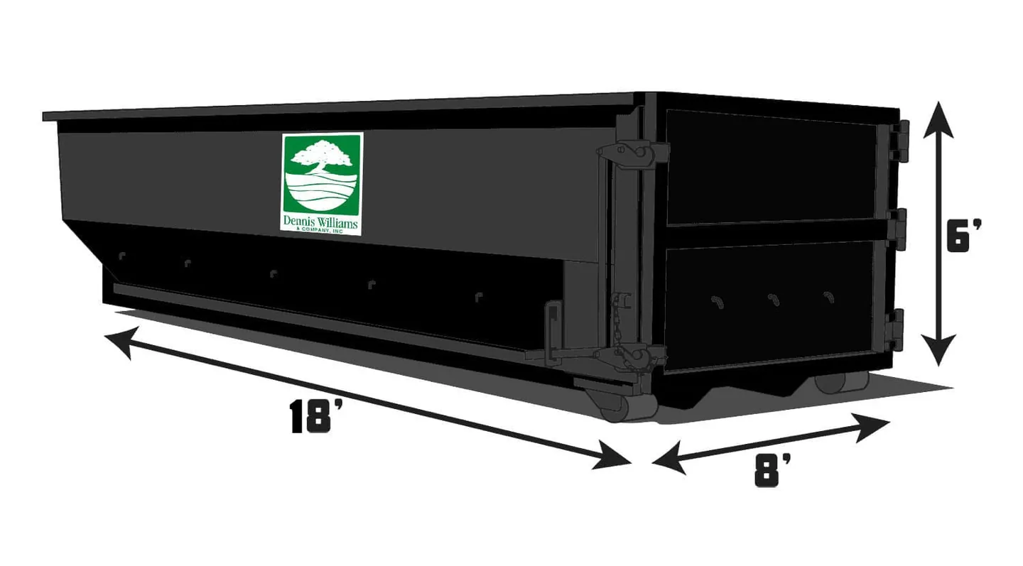 DW Companies 30 yard roll-off container diagram